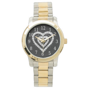 Relógio De Pulso Live Laugh Love Diamond Heart Watch