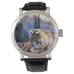 Relógio De Pulso Lone Wolf Nature Men's Black Vintage Leather Watch