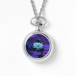 Relógio De Pulso Lotus Flower Purple Blue Turquoise Floral Pond Zen