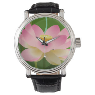 Relógio De Pulso Lótus Rosa Lotus Flower Watch Vintage Leather Stra
