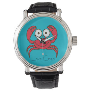 Relógio De Pulso Love Crab Watch Vintage Leather Strap Black