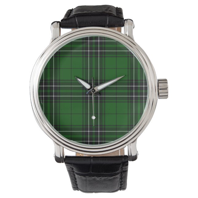 Relógio De Pulso MacLean Tartan Verde e Xadrez Preta (Frente)