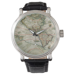 Relógio De Pulso Mapa Antigo do Novo Mundo as Américas, Theodor de 