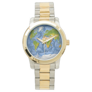 Relógio De Pulso Mapa do mundo em um círculo