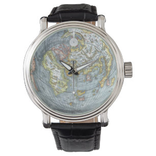 Relógio De Pulso Mapa Mundial Antigo em Forma de Coração Vintage Pe