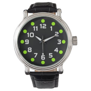 Relógio De Pulso Marcadores de Pontos - Chartreuse e Branco a Preto