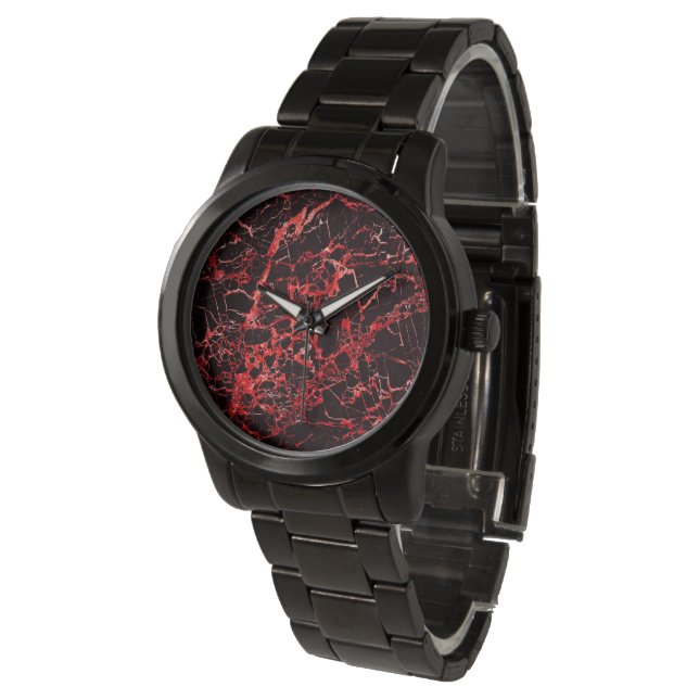 Relógio De Pulso Mármore Negro e Vermelho, (Angular)