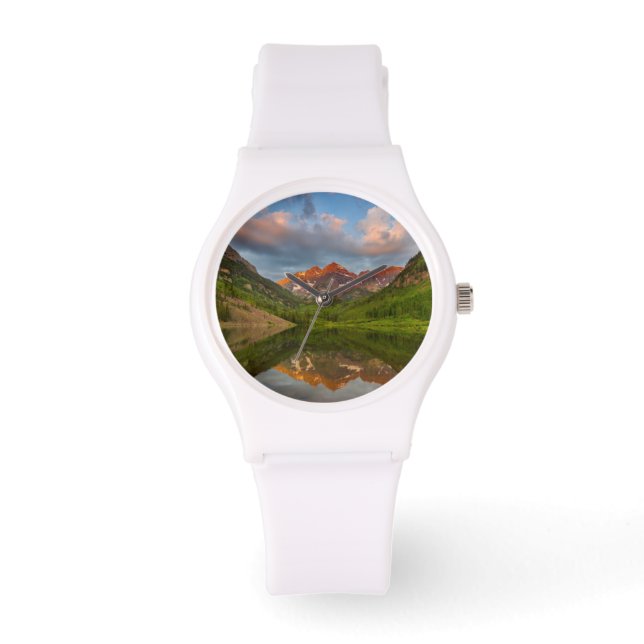 Relógio De Pulso Maroon Bells Refletem No Calmo Lago Maroon 2 (Frente)