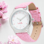 Relógio De Pulso Meninas Personalizadas Nome Cor-de-Rosa Coletor St<br><div class="desc">Personalizadas, personalizadas, as crianças divertem-se legal pulseira rosa-rosa-cinta, caixa de aço inoxidável, relógio de pulso. Basta digitar o nome. Vá em frente crie um relógio maravilhoso e personalizado para a princesa da vida - filha, irmã, sobrinha, neta, afilhada, enteada. Faz um presente personalizado de excelente para aniversário, graduação, natal, feriados...</div>