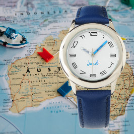 Relógio De Pulso Meninos Legal, Na moda Azul Moderno, Crianças Pers