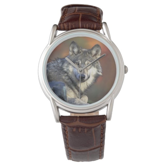 Relógio De Pulso Mens Classic Watch/Wildlife Wolf (Frente)