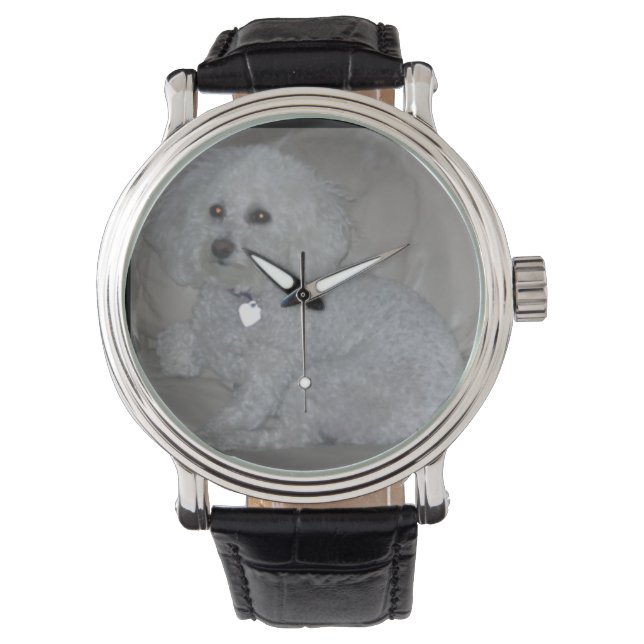 Relógio De Pulso Mini White Poodle Wrist Watch (Frente)