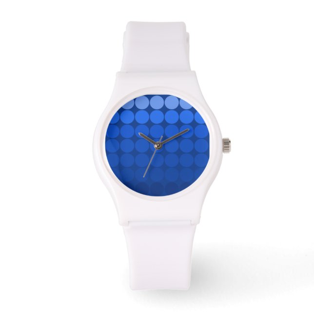 Relógio De Pulso Mod Pop Cobalt, Indigo Blue Dot White Watch (Frente)