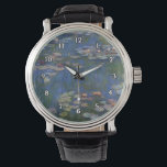 Relógio De Pulso Monet Water Lily Wristwatch<br><div class="desc">A pintura de Monet de lírios-d'água faz o rosto perfeito para um lindo relógio de pulso. Numerais são brancos. Nós estamos mostrando este design de relógio em um simples, fácil de ler relógio com uma faixa preta de couro, mas também está disponível em vários outros estilos de relógio e cores...</div>