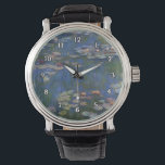 Relógio De Pulso Monet Water Lily Wristwatch<br><div class="desc">A pintura de Monet de lírios-d'água faz o rosto perfeito para um lindo relógio de pulso. Numerais são brancos. Nós estamos mostrando este design de relógio em um simples, fácil de ler relógio com uma faixa preta de couro, mas também está disponível em vários outros estilos de relógio e cores...</div>