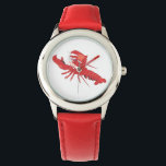 Relógio De Pulso Monitorização da Lagosta do Evento Maine<br><div class="desc">Este evento principal da Lobster Watch celebra o crustáceo favorito de todos! A design apresenta uma lagosta vermelha e cartoon. Ficará feliz em ter suas garras nele!</div>