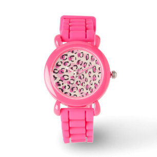 Relógio De Pulso Monograma cor-de-rosa chique moderno do teste