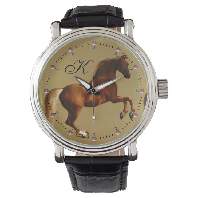RELÓGIO DE PULSO MONOGRAMA DE CAVALO VERMELHO (Frente)