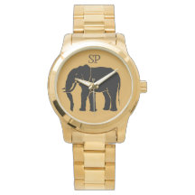 Monograma de Elefante Negro em Dourado Fundo