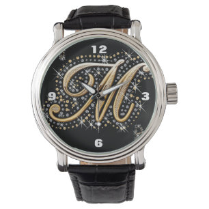 Relógio De Pulso monograma elegante moderno da letra extravagante