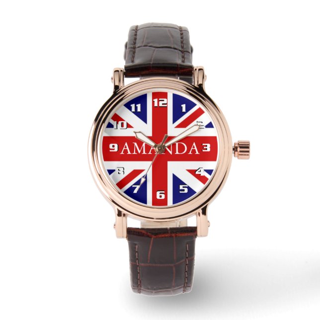 Relógio De Pulso Monograma Moderno Union Jack (Frente)