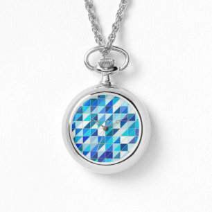 Relógio De Pulso Mosaico - máscaras de azul e de branco