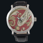 Relógio De Pulso Motif Botânico Elegante com Folhagem Tan<br><div class="desc">Um original de Ethan Harper que apresenta uma folhagem de cor vermelha. Este elegante motivo botânico seria um presente de excelente para qualquer um que desfruta de cores audaciosas!</div>