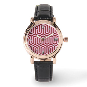 Relógio De Pulso Motif egípcio Deco - burgundy e rosa