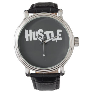 Relógio de pulso motivacional Hustle Harder.