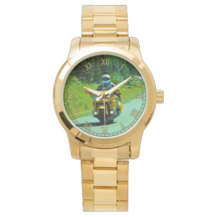 Relógio De Pulso Motociclo Amarelo na Estrada #Gift