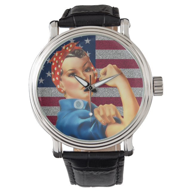 Relógio De Pulso Mulheres Retro Rosie the Riveter Watch (Frente)