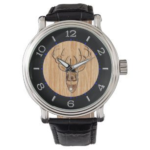 Relógio De Pulso Na moda White Tail Buck Antlers de Madeira Clara