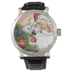Relógio De Pulso Natais vintages Papai Noel com Ornamentos de Árvor
