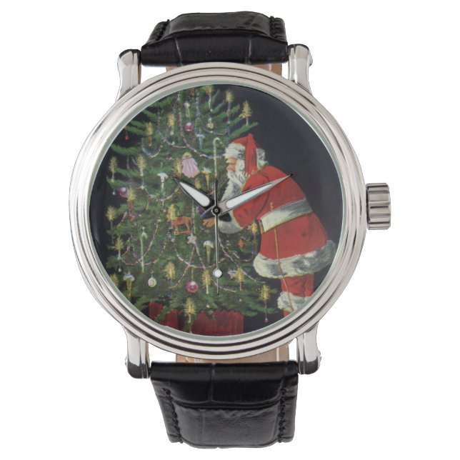 Relógio De Pulso Natal Antigo, Papai Noel com Presentes (Frente)