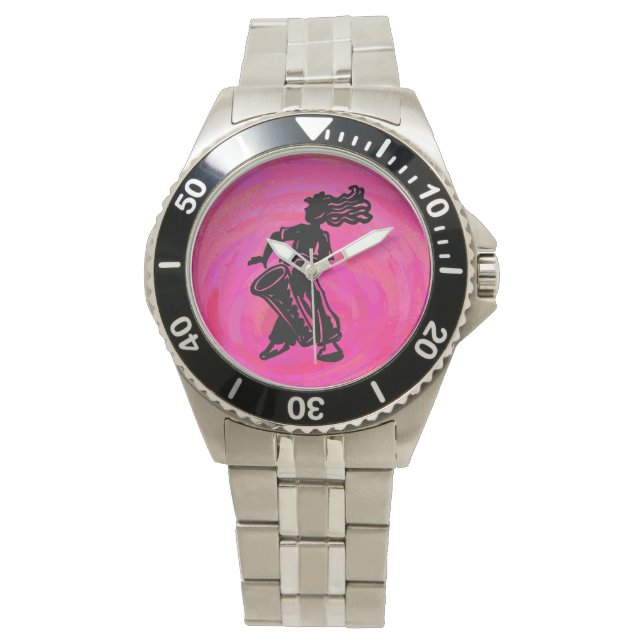 Relógio De Pulso New York Boogie Nights Drum Hot Pink (Frente)