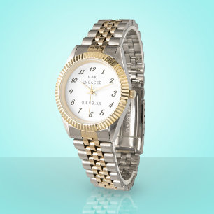 Relógio De Pulso Noivado Envolvido para Monograma do Casal Elegante