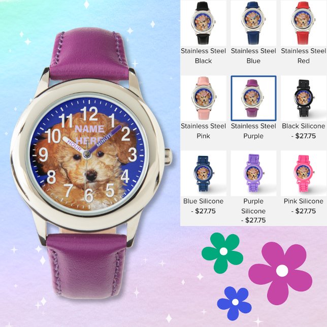 Relógio De Pulso NOME E SUA FOTOGRAFIA A Cuppy Watts for Girls (Watch for 6 years old girl or boy. Little girl watches. Personalised childrens watches, many styles.)