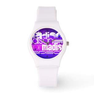 Relógio De Pulso Nome feito sob encomenda; Rosa, azul violeta,