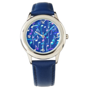 Relógio De Pulso Notas Musicais impressão - Azul-indigo, multicama