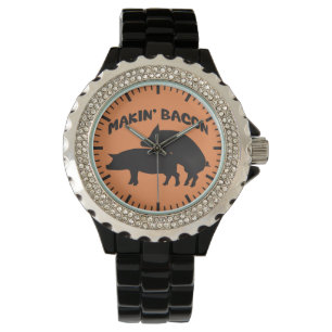Relógio de pulso novidade bacon engraçado