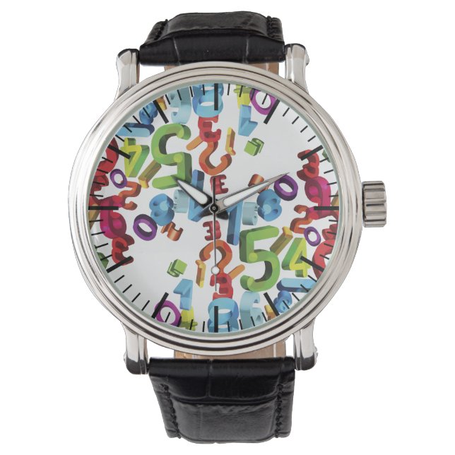 Relógio De Pulso Número Flutuante Observando em Fundo Branco (Frente)