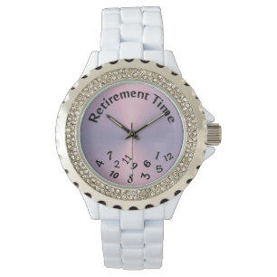 Relógio De Pulso números aposentadoria-scrambled no rosa metálico