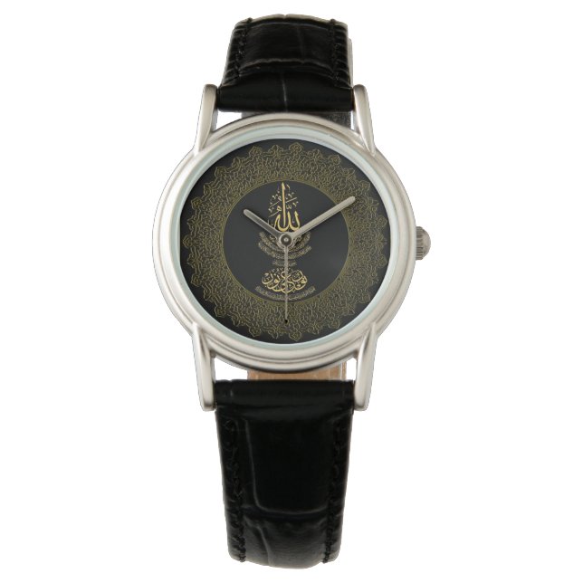 Relógio De Pulso O Classic Black Leather Watch das mulheres com Aya (Frente)
