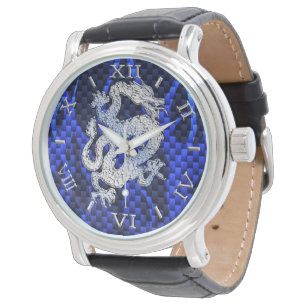 Relógio De Pulso O cromo azul gosta do seletor do estilo da fibra