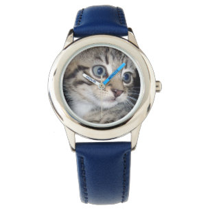Relógio De Pulso Olhos Azuis, Gatinho De Cinza Fluffy,