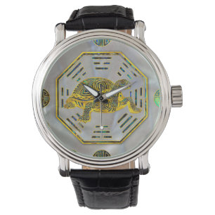 Relógio De Pulso Olmo dourado Shell de Feng Shui da