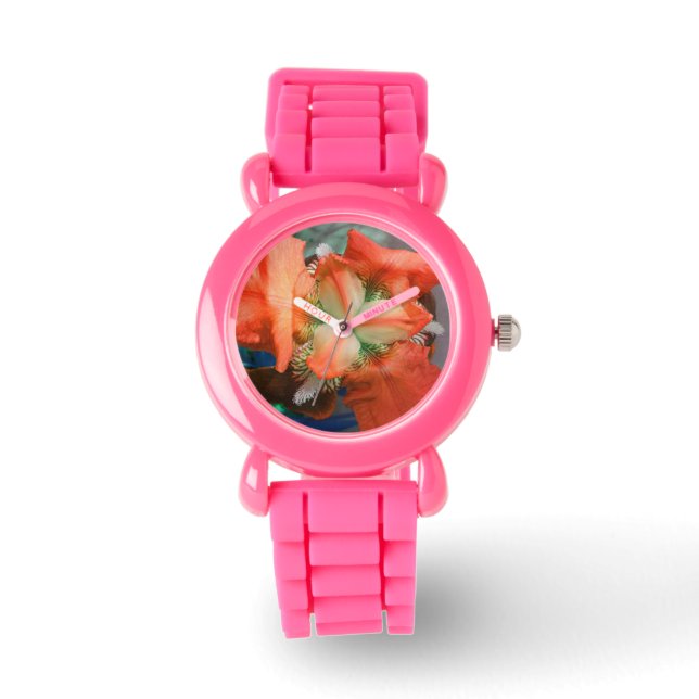 Relógio De Pulso Orange Iris Flower Watch (Frente)