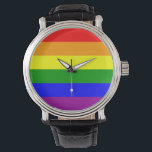 Relógio De Pulso Orgulho gay<br><div class="desc">Um relógio de orgulho gay,  com uma correia de couro,  disponível em diferentes estilos,  faria um presente ideal.</div>