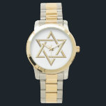 Relógio De Pulso Ouro Star de David<br><div class="desc">Ouro Star de David Sinta-se livre para adicionar suas próprias palavras e/ou fotos a este item através das ferramentas de personalização de excelentes do Zazzle. Esse design também está disponível em dezenas de outros produtos. Obrigados para passar! Deus abençoe!</div>