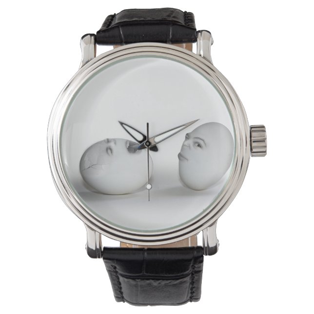 Relógio De Pulso Ovo rachado e Piscar os olhos (Frente)